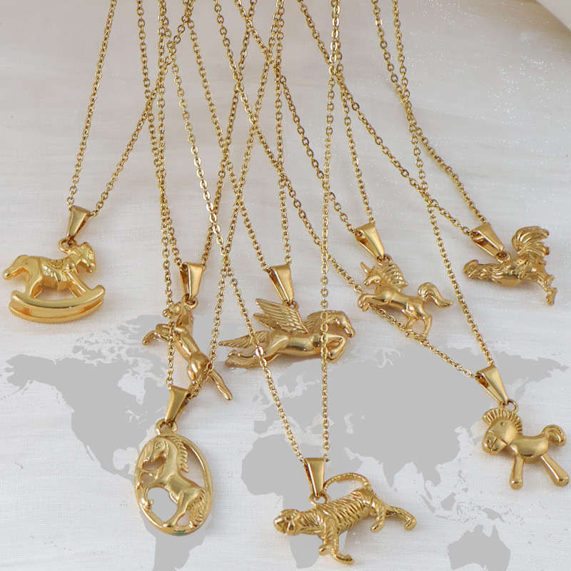 5g Weight Pendant Jewelry Making Type Real Gold Plated Plating Material DIY Jewelry Accessories Classification 1 Piece Quantity 304 Stainless Steel Material Horse Pattern Elegant, Simple Style, Streetwear Style Waterproof Non Tarnish, Plating Craft 1 Piece 304 Stainless Steel Real Gold Plated Horse Pendant DIY Jewelry Accessories 无