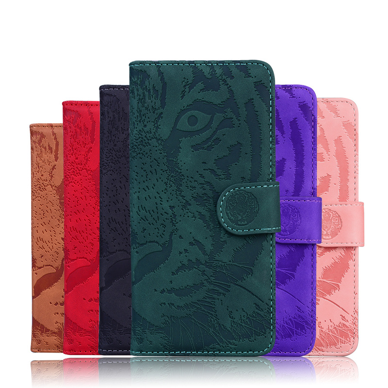 Cross-Border Applicable Samsung S26 Plus Tiger Embossed Skin-Feel Phone Case S26 Fe Flip Cover Card Slot Wallet