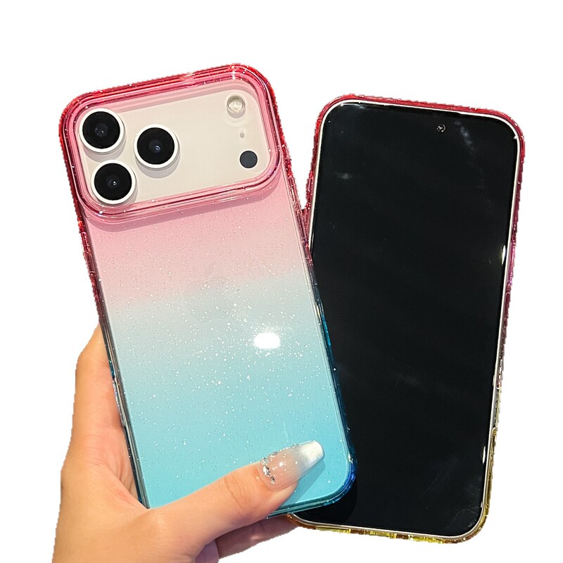 适用iPhone17Promax渐变手机壳苹果16Pro闪粉透明三星S25Ultra壳|undefined