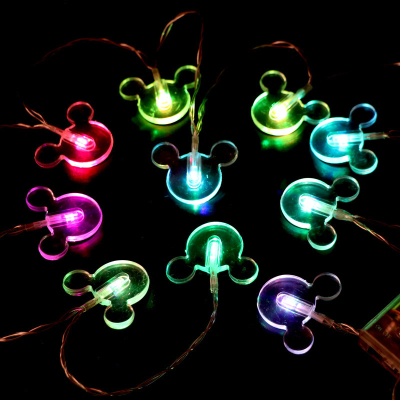 Mickey Modeling Mickey Mouse Lights String Christmas Hanging Tree Lights Ins Lights Children's Park Modeling Lights Battery Cross-border Lights