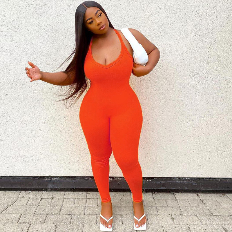 2024 Women's Strap Sexy Solid Color Tight High Waist Sports jumpsuit_voghion.com