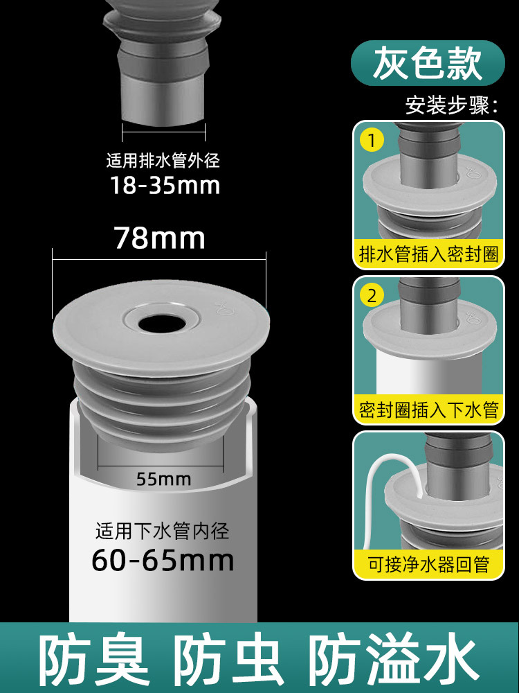 Anillo de sello de silicona 60-65 Gris