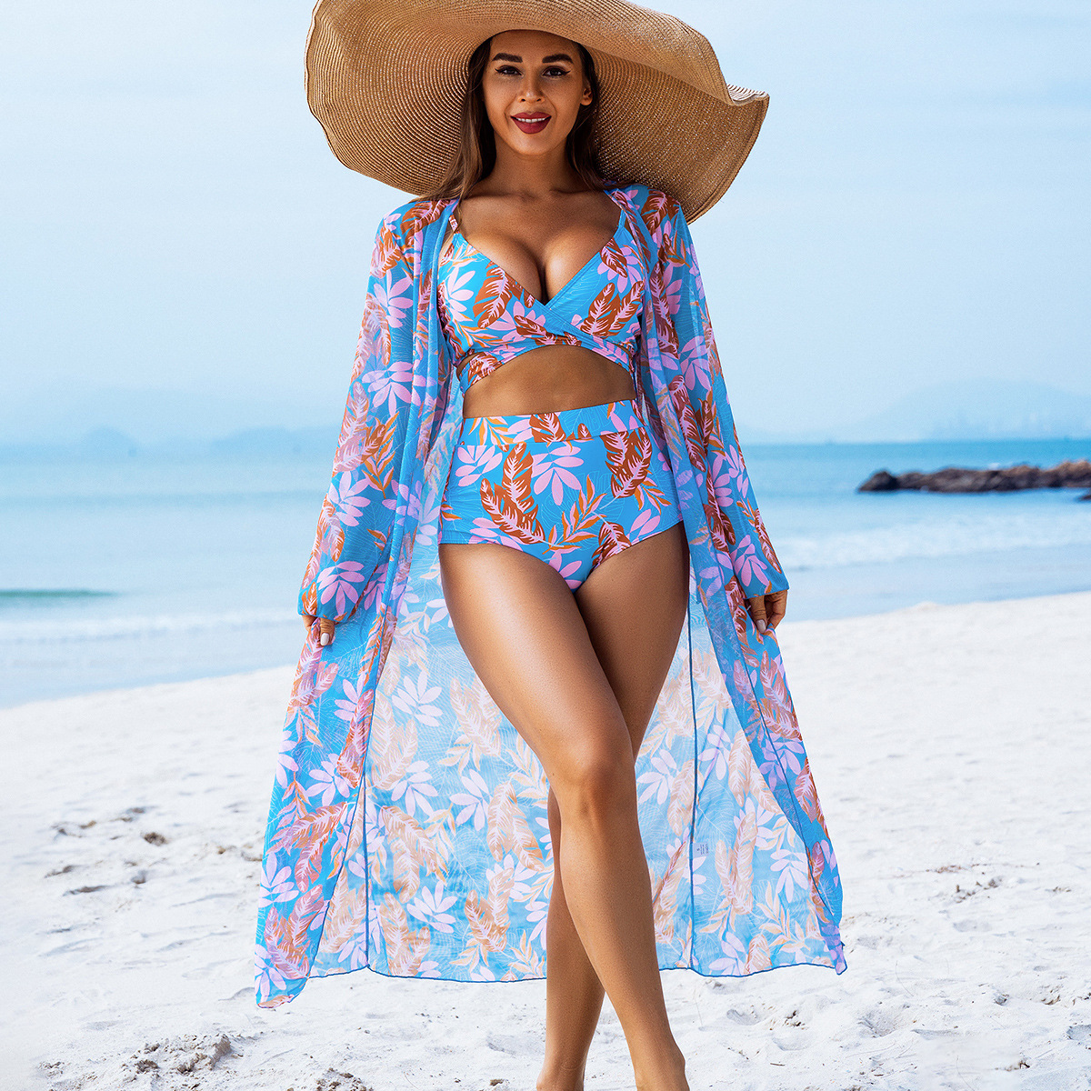 Nueva moda europea y americana de alta gama sexy trajes de baño de mujer tres piezas bikini bikini trajes de baño de mujer