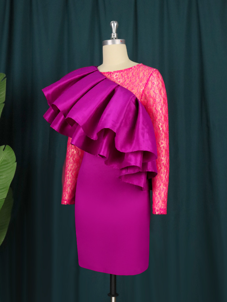 Plus size avondjurk voor dames met mesh detail voor feestjes_voghion.com