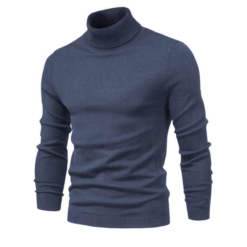 Autumn and Winter New Casual Men's Solid Color Pullover Sweater Foreign Trade High Collar Men's Casual Sweater Cross-border Sweater