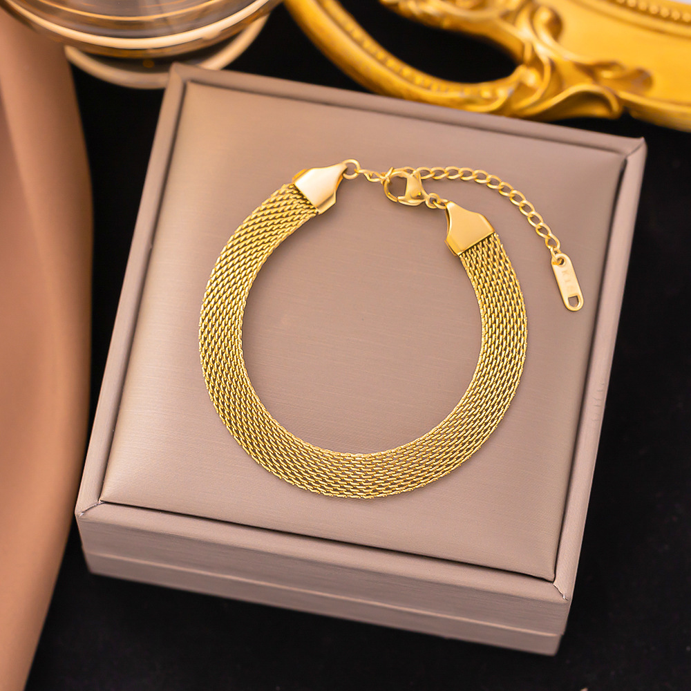 24【e185】mesh bracelet gold