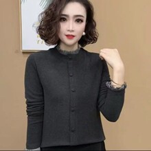 洋气木耳领德绒提花打底衫女秋季新款中年妈妈装百搭显瘦套头上衣