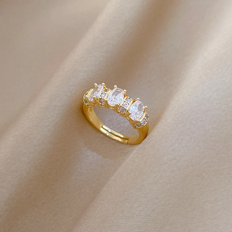 Adjustable Luxury Full Diamond Ring For Couples Silver Plated_voghion.com