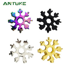 18-in-1 Multi-functional Tool Card Set Portable Snowflake Shape Tool Card with Key Ring Hex Socket Wrench