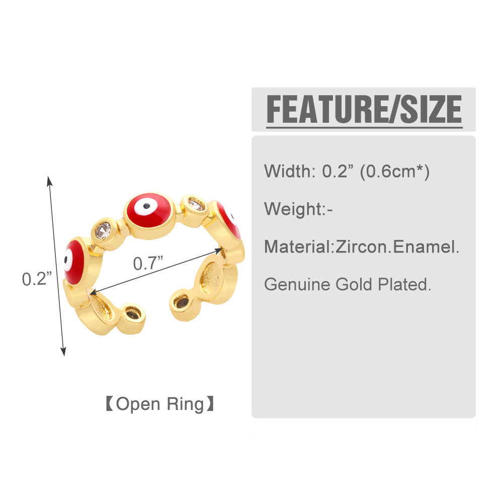 European and American jewelry color dripping eye ring bohemian devilu0027s eye zircon copper rings