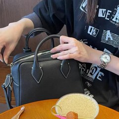 韓国ニッチキム手作りライチ柄第一層牛革ポータブルクロスボディボストンレディースバッグ