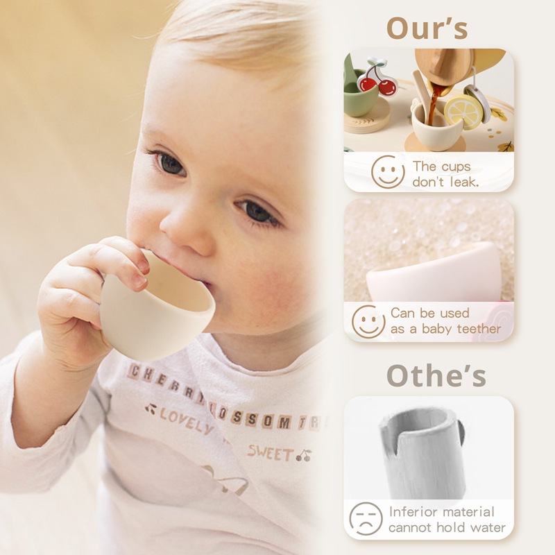 Juguetes de educación temprana de madera transfronteriza Tetera de juegos para bebés Simulación para el hogar Juguetes de cocina Té de la tarde Juego de postres