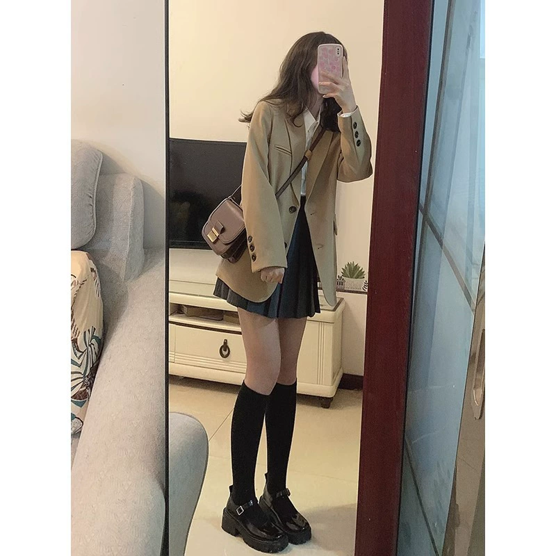 Женский блейзер весна-осень 2025, новый корейский стиль, британская уличная мода, миниатюрный повседневный пиджак