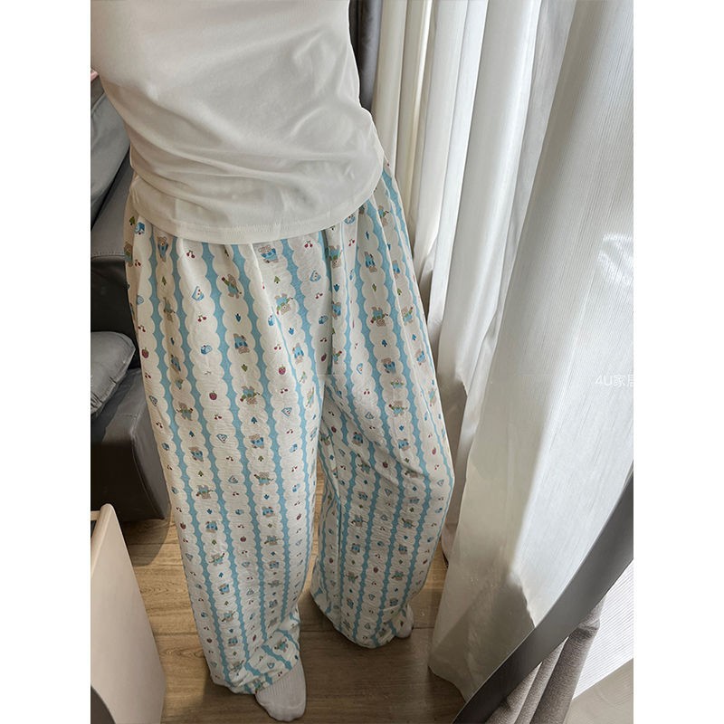 睡裤女春秋跨境外贸新款云朵棉长裤可爱遛弯裤大码休闲夏季家居裤
