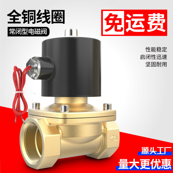 Pure copper coil normally closed solenoid valve water valve AC220V valve DC24V DC12V2 points 4 points 6 points 1 inch free shipping