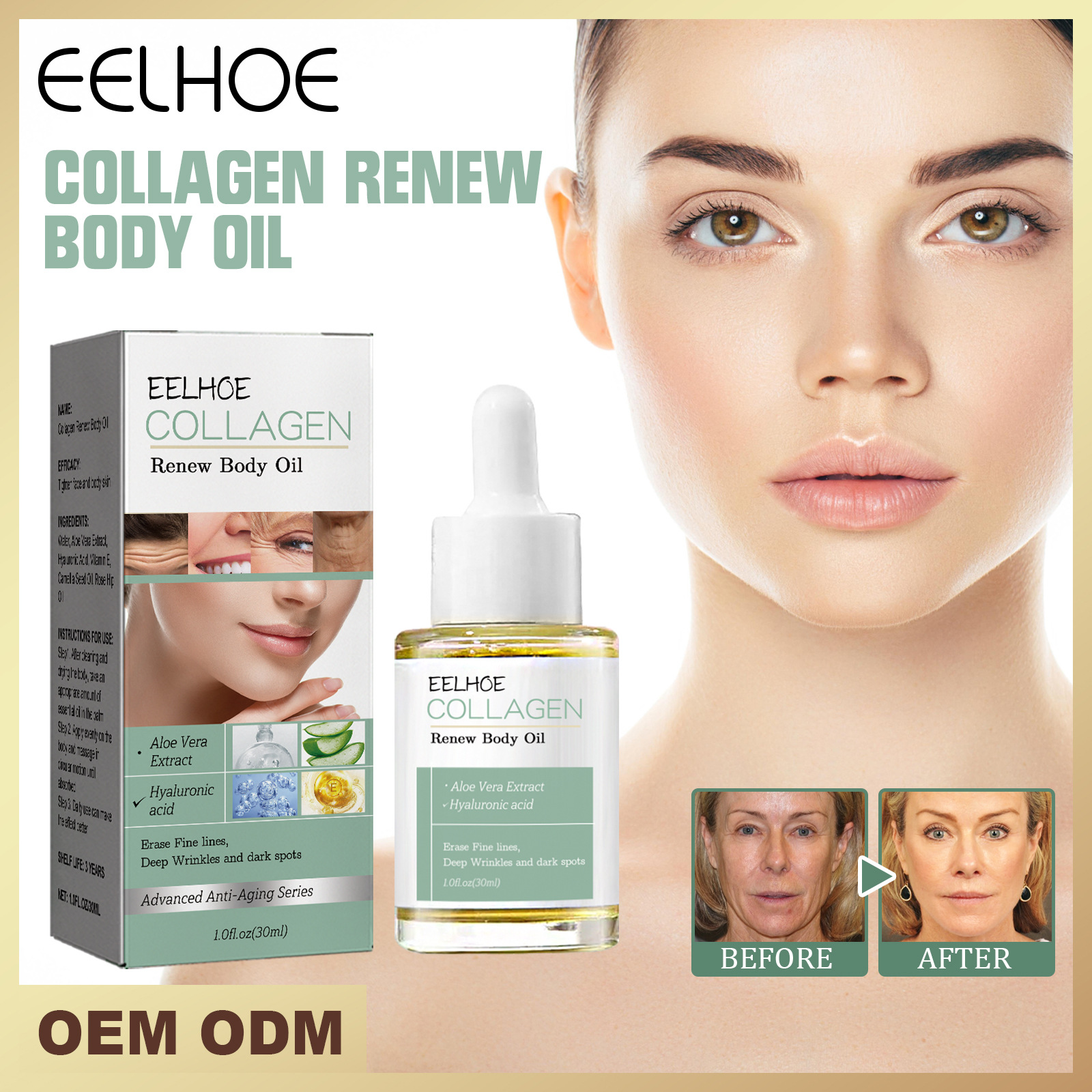 för kollagenuppstramande och antirynkor för hud, arm, mage, lårbantningsolja_voghion.com