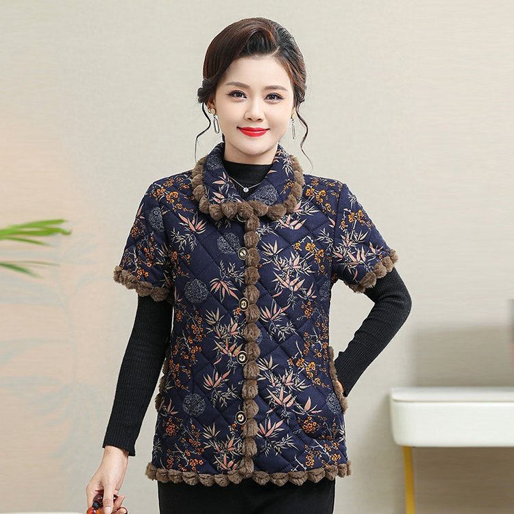 厂家批发妈妈装碎花加绒加厚保暖棉衣棉服外套洋气中老年人棉袄女|undefined