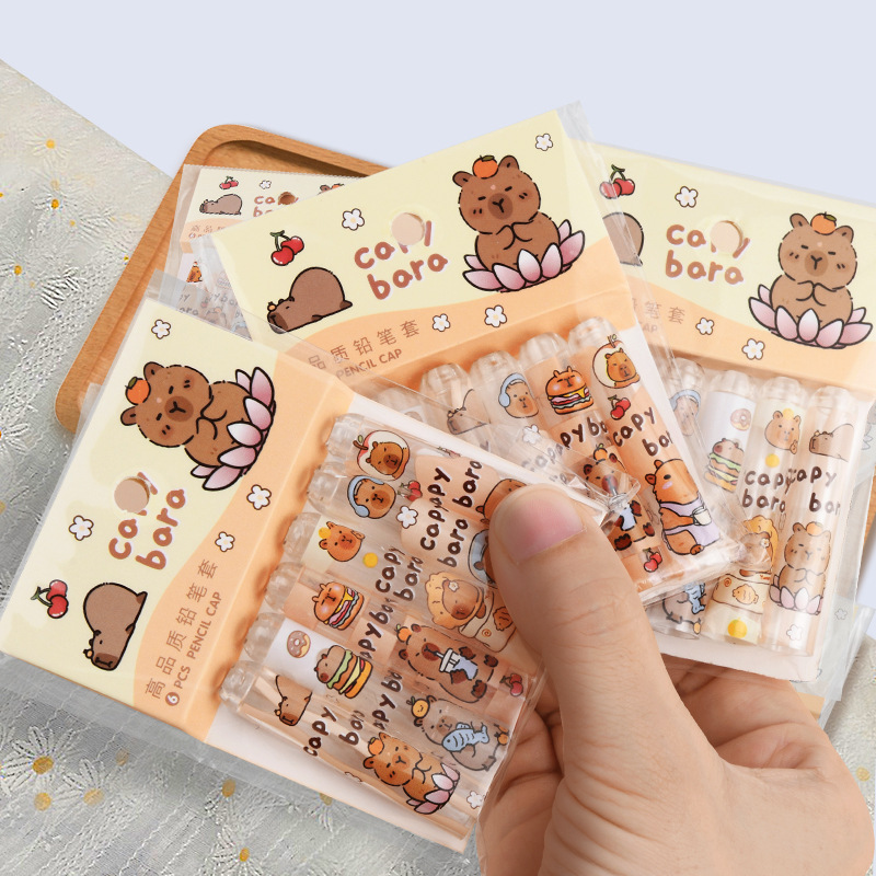 カピバラ透明鉛筆キャップ保護カバー小学生通用防印筆蓋子供用字鉛筆延長器|undefined