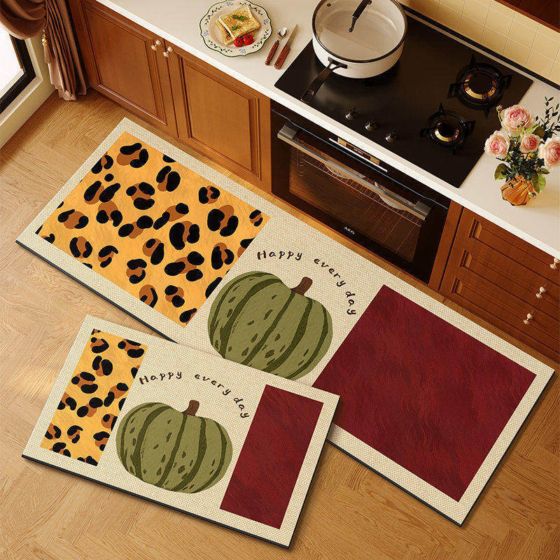 American retro cocina alfombra de suelo de absorción de agua alfombra de suelo de puerta de aceite dos piezas conjuntos de alfombra antideslizante resistente al desgaste fácil de cuidar