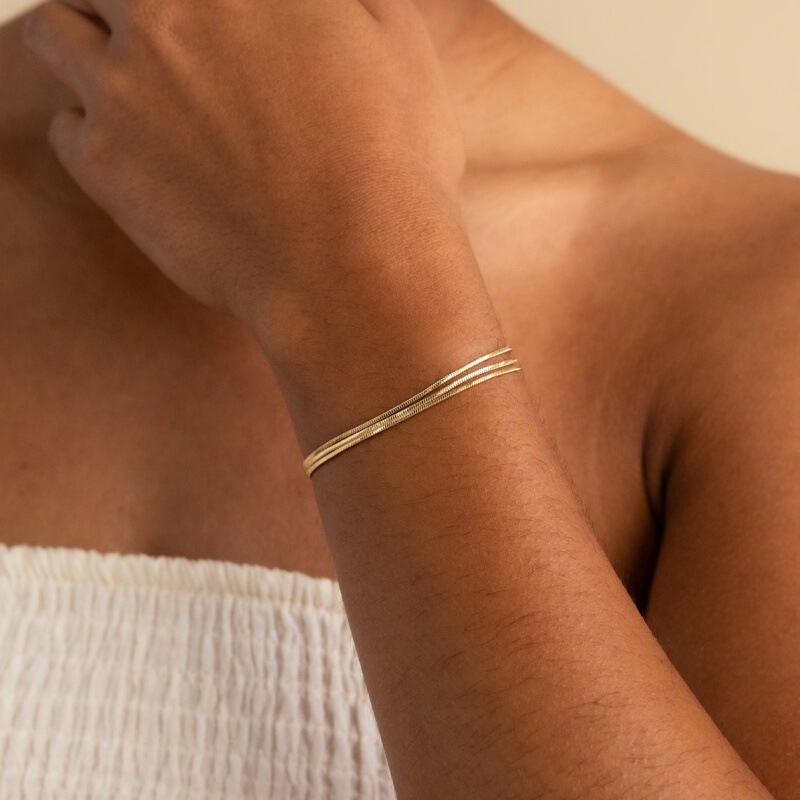 European and American cross-border jewelry fashion light luxury layered round snake bone chain wholesale simple personality design sense multi-layer bracelet