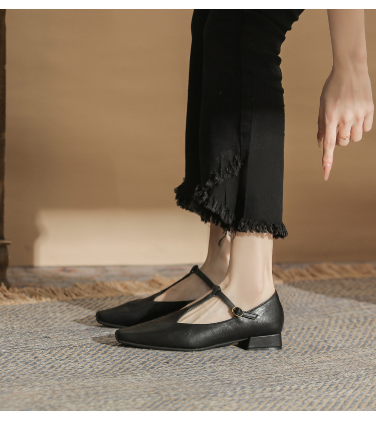 Giày Mary Jane nữ Jingang YL25101 mũi vuông nhỏ, miệng giày nông, đế dày — màu nâu chi tiết 13