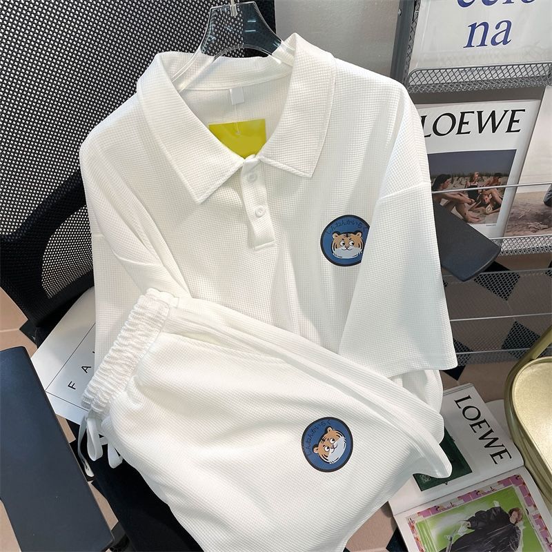日系翻领polo衫男长袖藏青卫衣夏季薄设计感小众oversize情侣外套