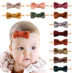 嬰幼兒華夫格小髮帶 尼龍無痕小髮帶 純色護囟門手工蝴蝶結頭帶