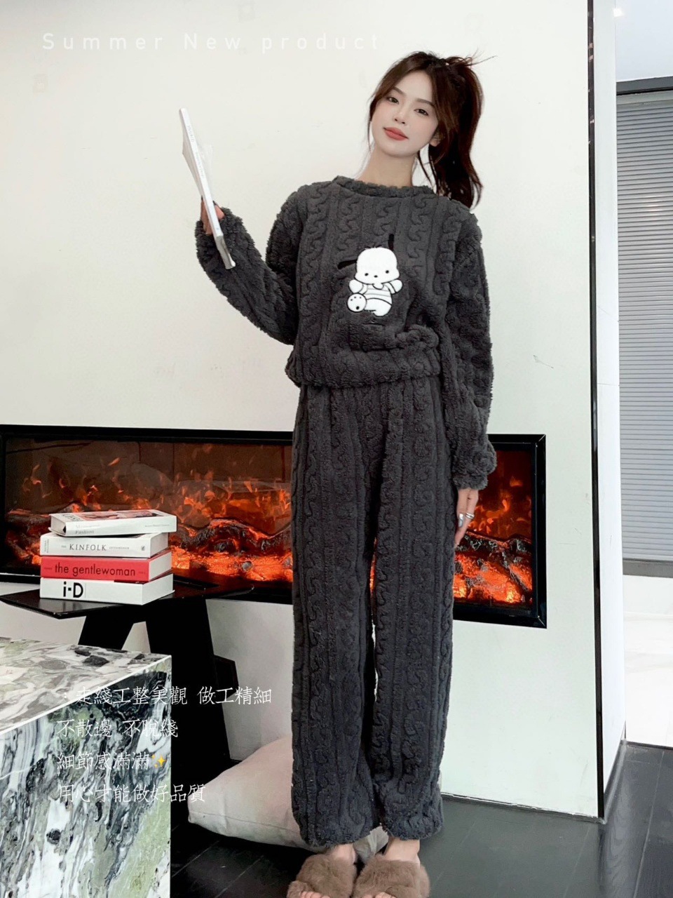 Nuevo Harpa perro jacquard traje de terciopelo de algodón de las mujeres de invierno de lana forrada engrosada de dibujos animados caliente prendas de vestir exteriores de las mujeres ropa para el hogar