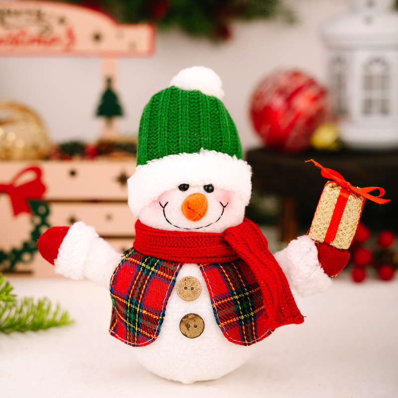 豪贝圣诞节装饰用品 圣诞发光雪人公仔摆件 带灯雪人玩偶桌面布置|undefined