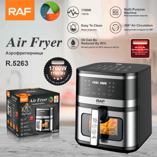 RAF European and American Household Air Fryer Large Capacity Electronic Touch Screen Fume-Free Potato Chip Machine Electric Fryer 8L