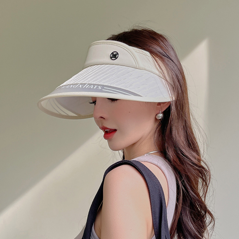夏季空頂帽女韓版防紫外線可摺疊大沿太陽帽戶外百搭遮陽防曬帽子