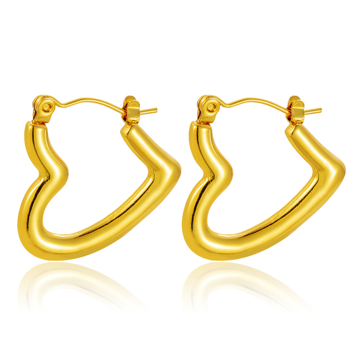Pendientes de acero de titanio de alta calidad transfronterizos nuevos pendientes irregulares de círculo de amor femenino chapados en oro de 18k sin decoloración joyería