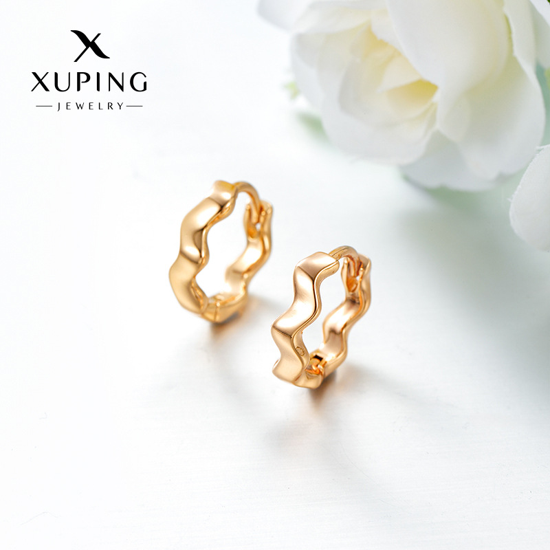 Xuping ondulado simple orejas de cobre chapado 18k retro estilo ruso orejas personalizadas para mujeres image 5
