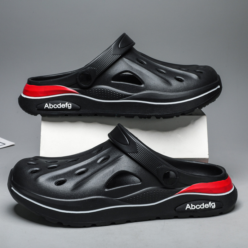 2025 verano zapatos con agujeros de gran tamaño para hombres sandalias casuales antideslizantes de suela suave para uso exterior, conducción resistente al desgaste, pantuflas Baotou en la playa