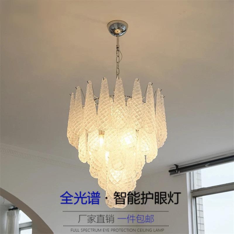 全光譜護眼法式別墅複式樓梯輕奢玻璃吊燈美式復古客廳餐廳臥室燈