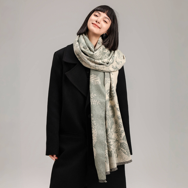 Art retro peonía estilo de mariposa impresión de nuevo estilo de imitación de cashmere doble cara chal elegante bufandas cálidas versátiles