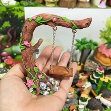 跨境手工树脂秋千微景观摆件 微景观秘密花园 鱼缸造景 工厂直销