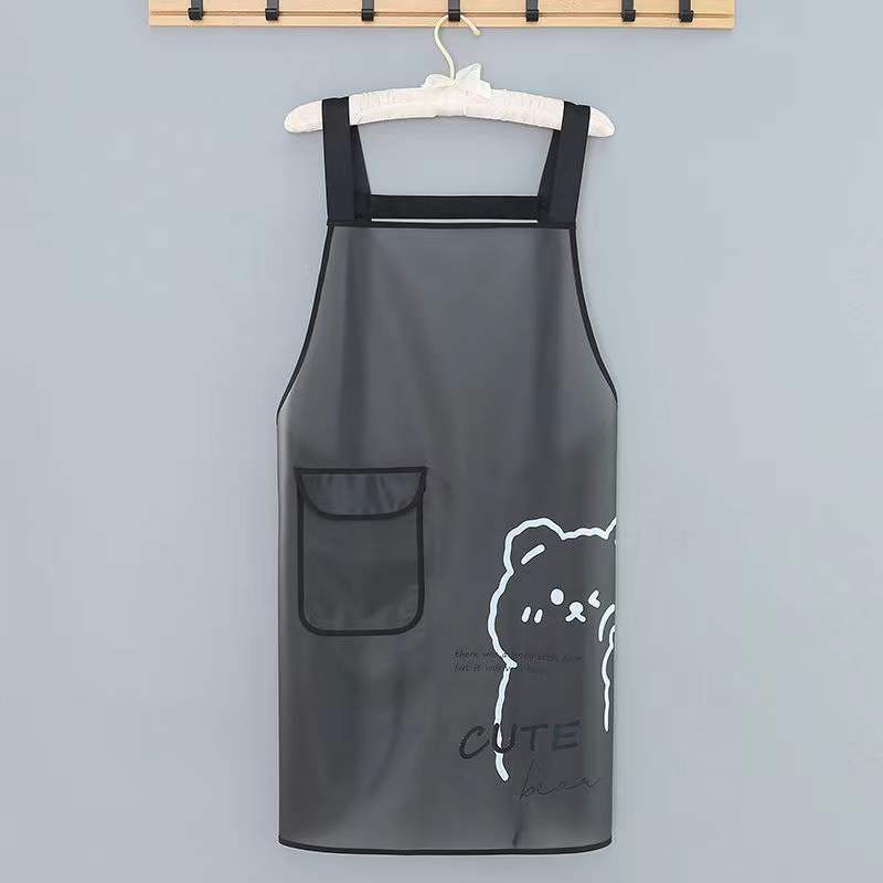 Venta al por mayor nuevo impermeable a prueba de aceite delantal mujer hogar cocina TRABAJO ROPA catering acuático suave cuero TPU delantal