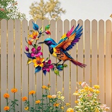 跨境热销墙壁装饰背景铁艺画新款金属花鸟壁挂户外墙饰客厅家居