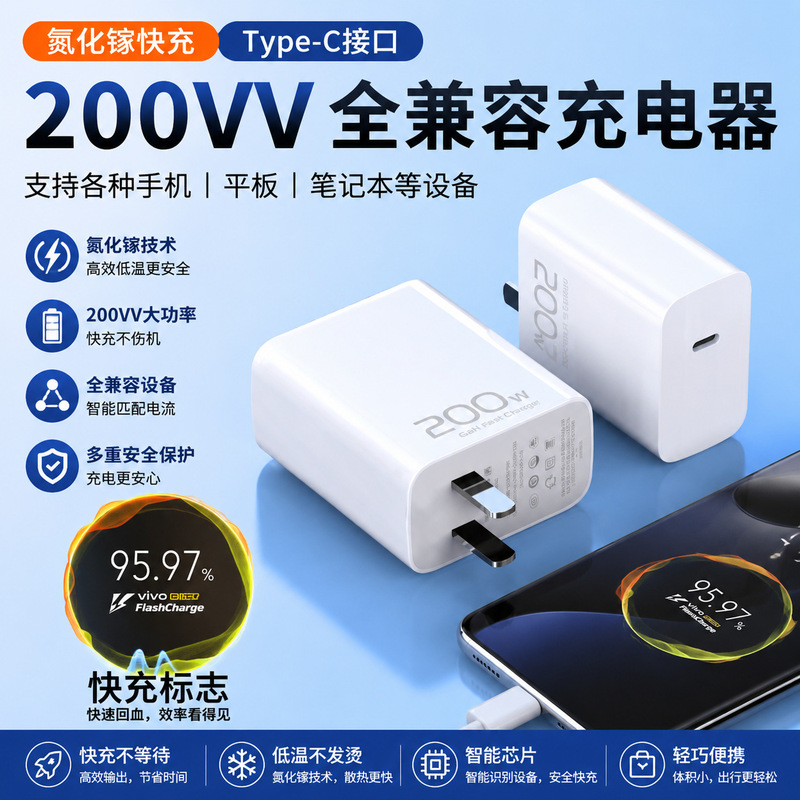 Display decimal point for VIVO mobile phone charger iQOO fully compatible with 200W super flash charging fast charging head suit Display decimal point for VIVO mobile phone charger iQOO fully compatible with 200W super flash charging fast charging head suit