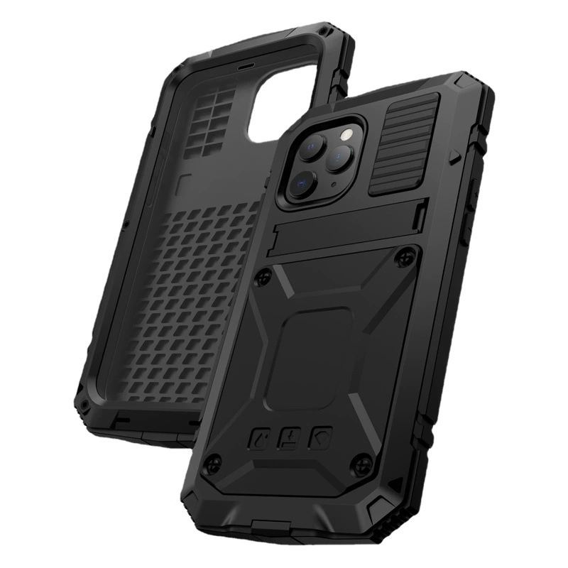 Применимо iPhone12 металлический трехзащитный чехол для телефона 16Pro max корпус 15PM защитный чехол противоударный