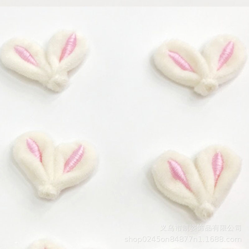 En stock pelo recto piel Orejas de conejo bordado accesorios calcetines muñeca accesorios para el cabello anillo de felpa accesorios lindos orejas