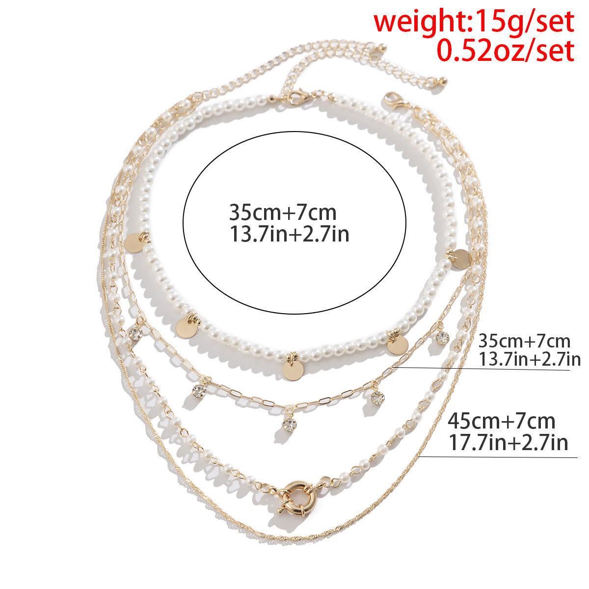 Vintage Style Geometric Round Letter Imitation Pearl Alloy Copper Plating Chain Women's Double Layer Necklaces display picture 27