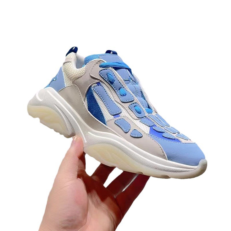 Comercio exterior estación europea marca de moda hueso malla transpirable costura cuero genuino zapatos del papá los hombres suela gruesa aumento zapatilla deporte