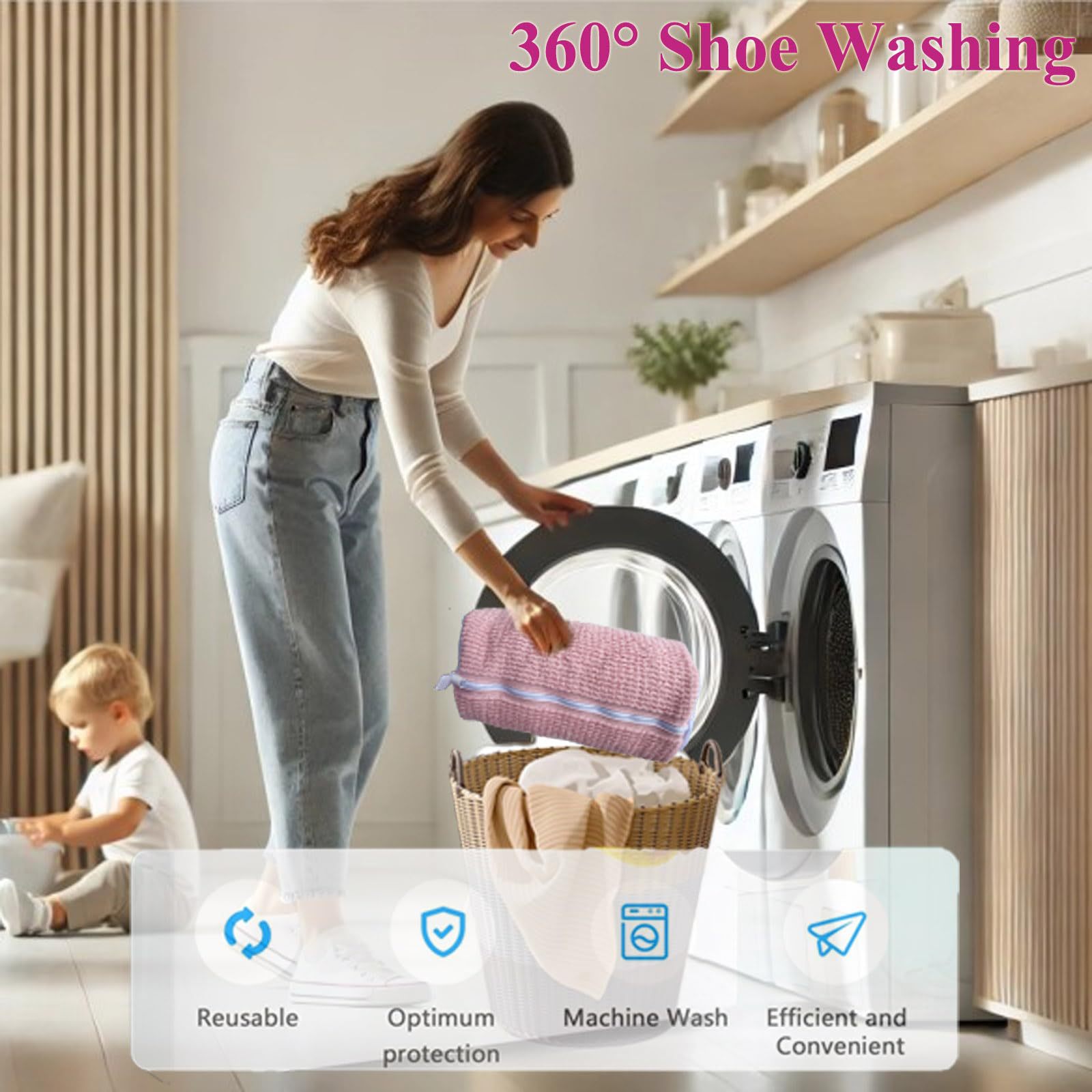 クロスボーダーシェニールレイジーシューズウォッシュバッグ洗濯機洗いが簡単で便利な再利用可能なスポーツシューズの変形防止