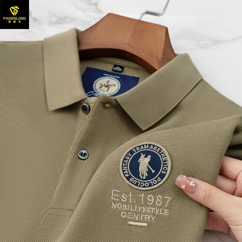 Cross-Border 100% Pure Cotton Men's Polo Shirt Short-Sleeved Summer Top Middle-Aged Lapel All-Cotton Polo Shirt for Men