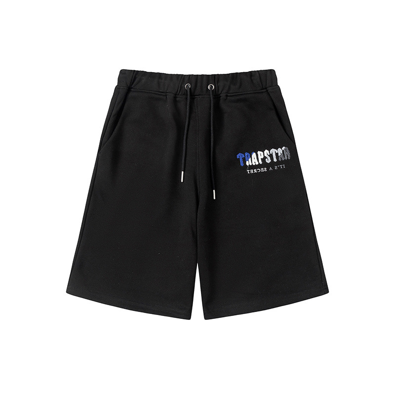 American Trapstar Letras Blanco Azul Toallas bordadas Casual Shorts Hombre y Mujer Deportivo Pantalones Marca image 15