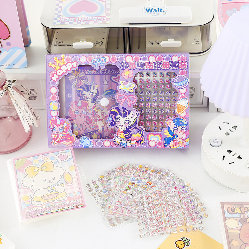 かわいい小さな鼻ガスティックステッカー収納ブックセット子供のギフト漫画装飾ステッカーミニネイルステッカー素材|undefined