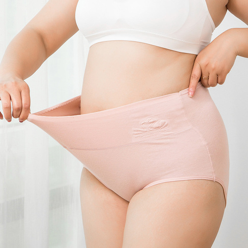 Women's high-waist European and American large-size women's abdomen briefs girls 'fat MM printed underwear pure cotton crotch