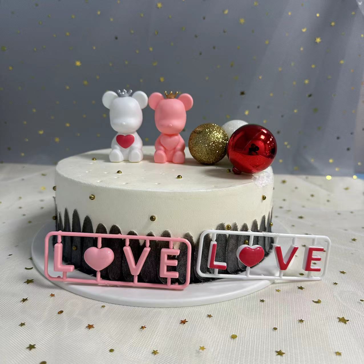 214 Día de San Valentín pareja corona oso pastel decoración oso conjunto vida propuesta confesión lindo hornear Decoración